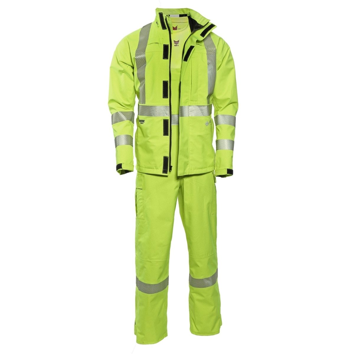 high visibility rain gear DRIFIRE Hydroflash Hi Vis FR/AR Rain Suit High Visibility Orange / With Removable Hood / 5X-Large