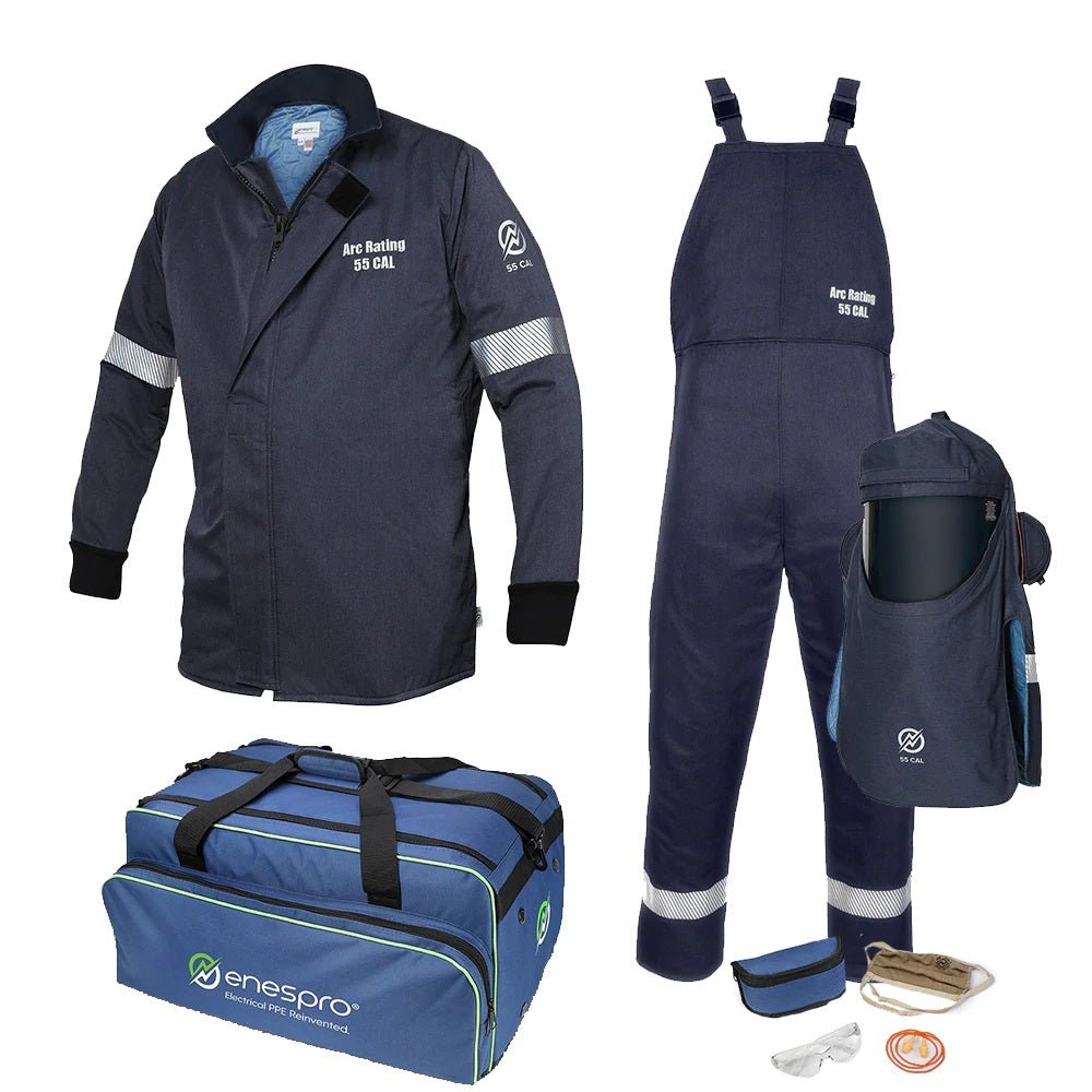 Enespro 55 Cal Arc Flash Kit (CAT 4) - Jacket/Bib, Dual Fan Hood