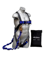 Fall Safety Kit - Safety Harness with Permanent Soft Connection, 6 ft. Energy Absorbing Lanyard - Construction Plus Series Fall Arrest