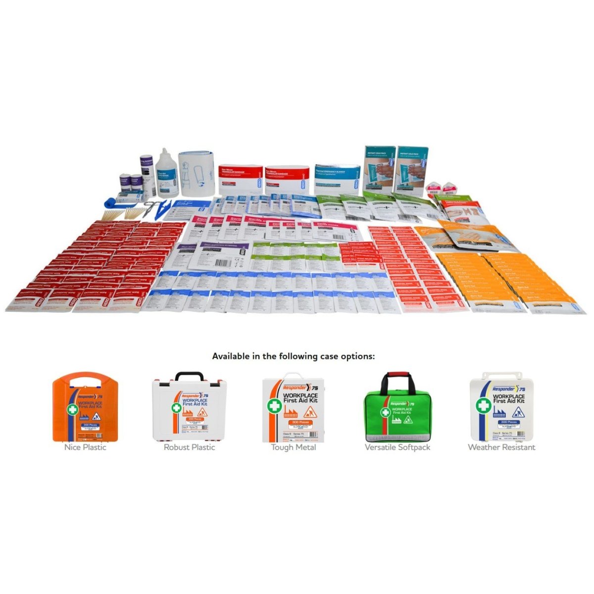 First Aid Kit for Wounds, Burns, and CPR (PK 4 Kits) - 75 People, Class B, 274 PCS, Various Cases