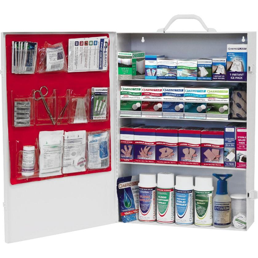 First Aid Kit for Wounds, Burns, CPR, and Eye Injury with Medications - 150 People, Class B, 951 PCS, Metal Cabinet