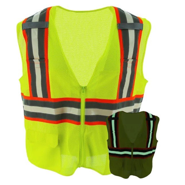 Glow-In-The-Dark Hi Vis Safety Vest, Zipper