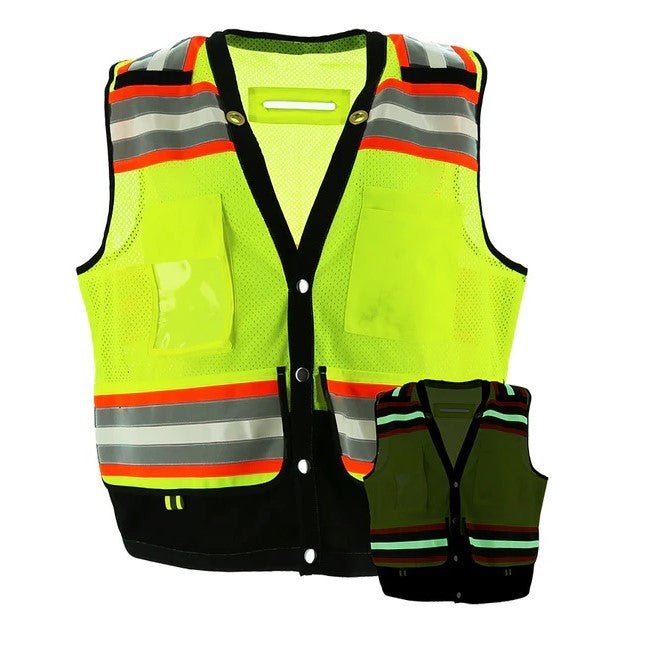 Glow-In-The-Dark Hi Vis Surveyors Vest, Snaps