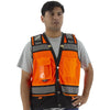 Hi Vis Heavy Duty Surveyor's Mesh Vest - ANSI 2, Type R, Snaps Close - Hi Vis Orange