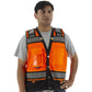 Hi Vis Heavy Duty Surveyor's Mesh Vest (PK 5 Vests) - ANSI 2, Type R, Snaps Close