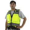 Hi Vis Heavy Duty Surveyor's Mesh Vest - ANSI 2, Type R, Snaps Close - Hi Vis Yellow