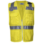 Hi-Vis Mesh Road Safety Vest - Silver Reflective Trim, 4 Various Size Pockets, Type R Class 2 (PK 2 Vests) - National Safety Apparel