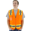 Hi Vis Surveyor's Vests - Mesh Back, ID Holder, ANSI 2, Type R, DOT Striping, Zipper - Hi Vis Orange