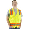 Hi Vis Surveyor's Vests - Mesh Back, ID Holder, ANSI 2, Type R, DOT Striping, Zipper - Hi Vis Yellow