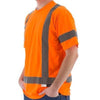 High Visibility Birdseye Mesh Short or Long Sleeve Shirts - ANSI 3, Reflective Striping - Hi Vis Orange