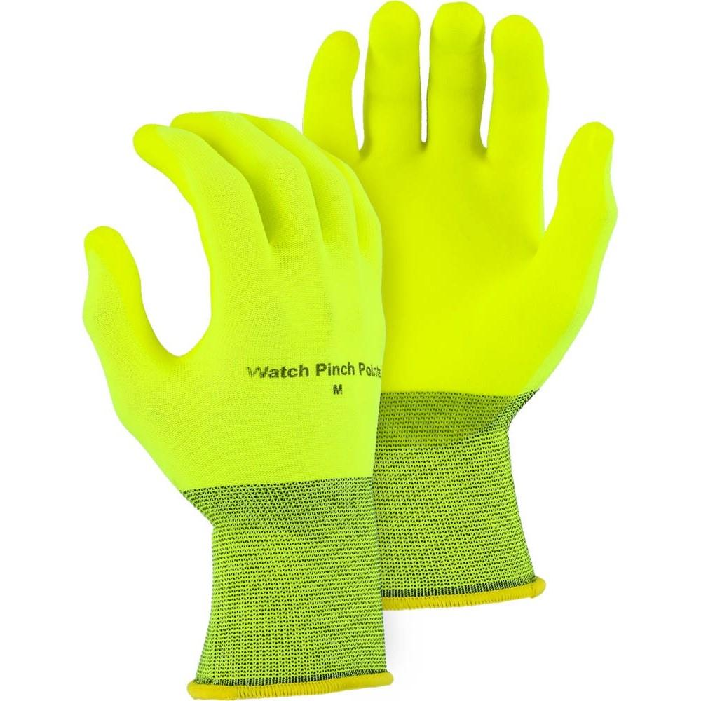 High Visibility Hydrorepellent Coat PVC Palm Dip Nylon Glove (PK 12 Pairs) - Majestic