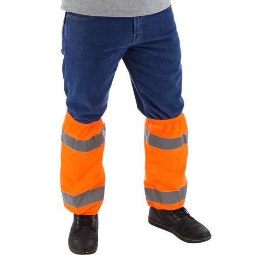 High Visibility Mesh Leg Gaiters (PK 10 Pairs) with Reflective Striping - Majestic