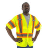 CA Hull Logo High Visibility Mesh Safety Vest - ANSI 3, DOT Striping, Zipper Close - Hi Vis Yellow