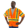 High Visibility Mesh Safety Vest - ANSI 3, DOT Striping, Zipper Close - Hi Vis Orange