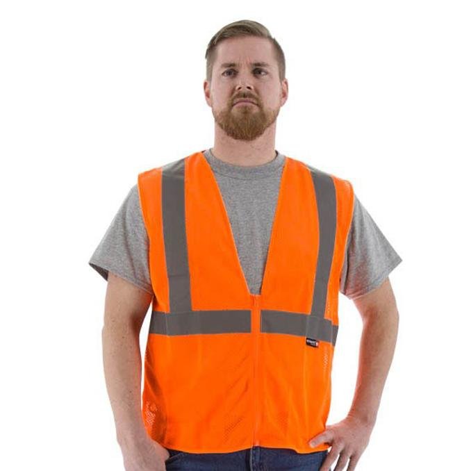 High Visibility Mesh Safety Vest (PK 5 Vests) - Zipper Close