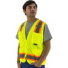 Hi Vis Surveyor's Vests Mesh Back, ID Holder, ANSI 2, Type R, DOT Striping, Zipper - Hi Vis Yellow