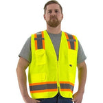 High Visibility Surveyors Safety Vest (PK 5 Vests) - DOT Striping, Zipper Close