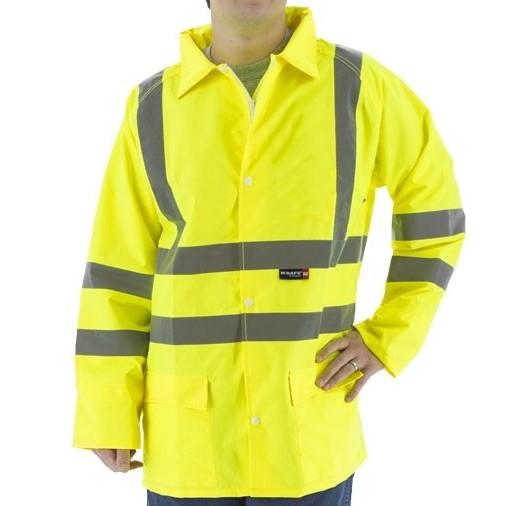 High Visibility Waterproof Rain Jacket with Reflective Striping (PK 5 Jackets) - Majestic