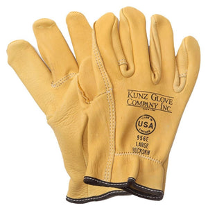 Kunz Buckskin Leather Drivers Glove - Shirred, Arc/Puncture/Cut - 30% OFF 12+ PAIRS