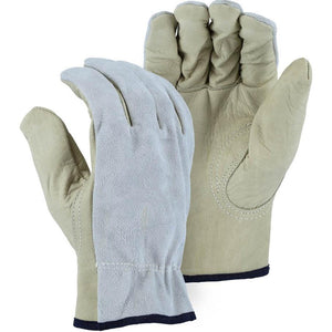 Leather Drivers Glove - Combination B-Grade Cowhide, Keystone Thumb, Majestic (PK 12 Pairs)