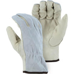 Leather Drivers Glove - Combination B-Grade Goatskin Palm, Split Cowhide Back, Keystone Thumb, Shirred Back, Majestic (PK 12 Pairs)