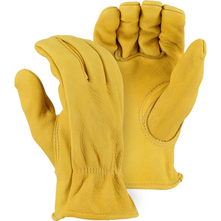 Leather Drivers Glove - Heavyweight A-Grade Elkskin, Keystone Thumb, Shirred Back, Majestic (PK 12 Pairs)