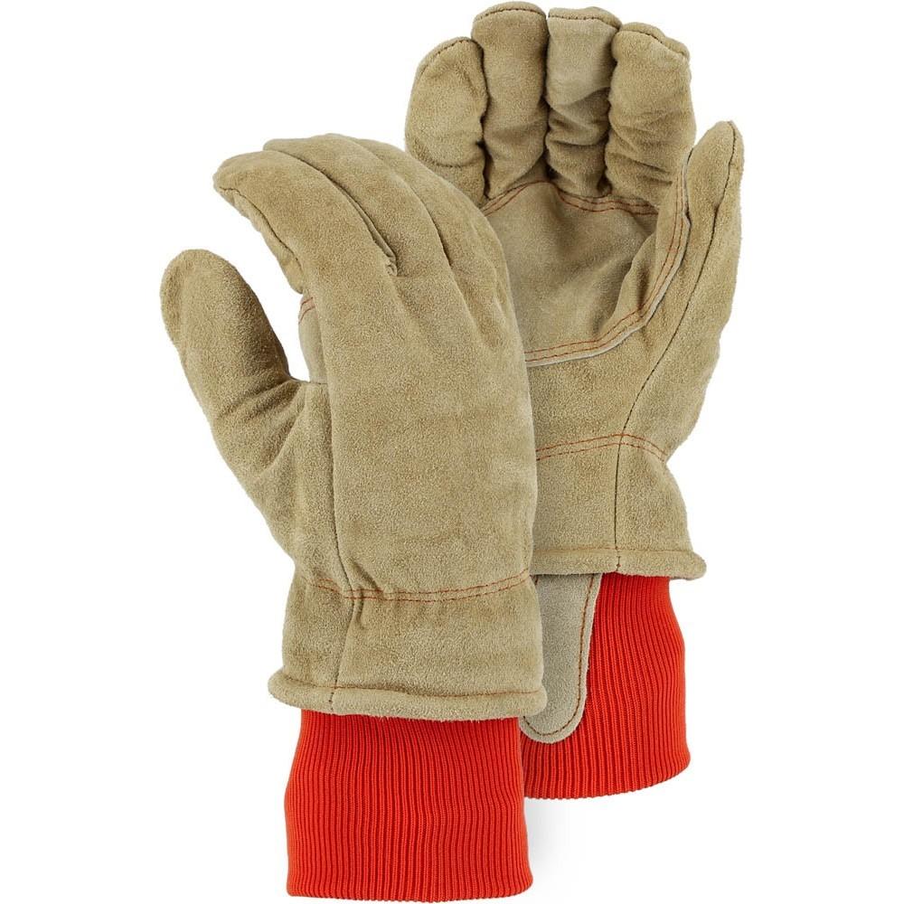 Leather Drivers Glove/Mitten - Side Split Cowhide, Extra Thick Winter/Freezer Lined, Majestic (PK 12 Pairs)