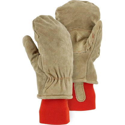 Leather Drivers Glove/Mitten - Side Split Cowhide, Extra Thick Winter/Freezer Lined, Majestic (PK 12 Pairs)