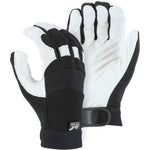 Leather Mechanics Glove with Premium Grain Goatskin Leather Palm - Adjustable Wrist Velcro (PK 12 Pairs) - Majestic