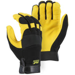 Leather Mechanics Gloves with A-Grade Grain Deerskin Leather Palm - Adjustable Wrist Velcro (PK 12 Pairs) - Majestic