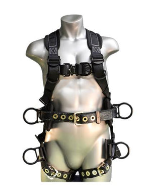 Safety Harness - 6 D-Rings (Saddle, Chest, Back, & Hips), Quick Connect and Tongue Buckles - Peregrine EX Platinum Series Fall Arrest