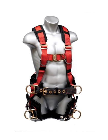 Safety Harness - 6 Steel D-Rings (Saddle, Chest, Back, & Hips), Quick Connect and Tongue Buckles - Eagle Tower Series Fall Arrest