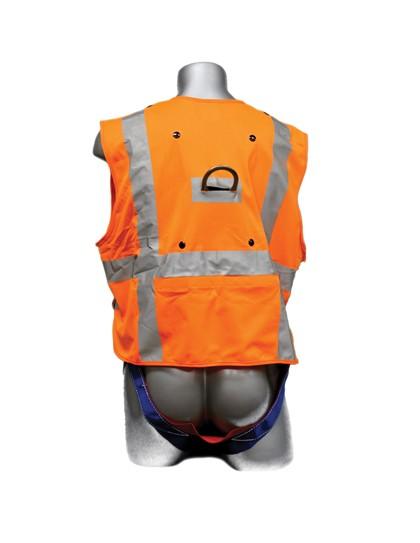 Safety Harness with High Visibility Vest - 3 Steel D-Rings (Back & Hips), Mating Buckles - Freedom Series Fall Arrest