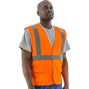 Self Extinguishing High Visibility Safety Vest - ANSI 2, Velcro Close (PK 5 Vests)