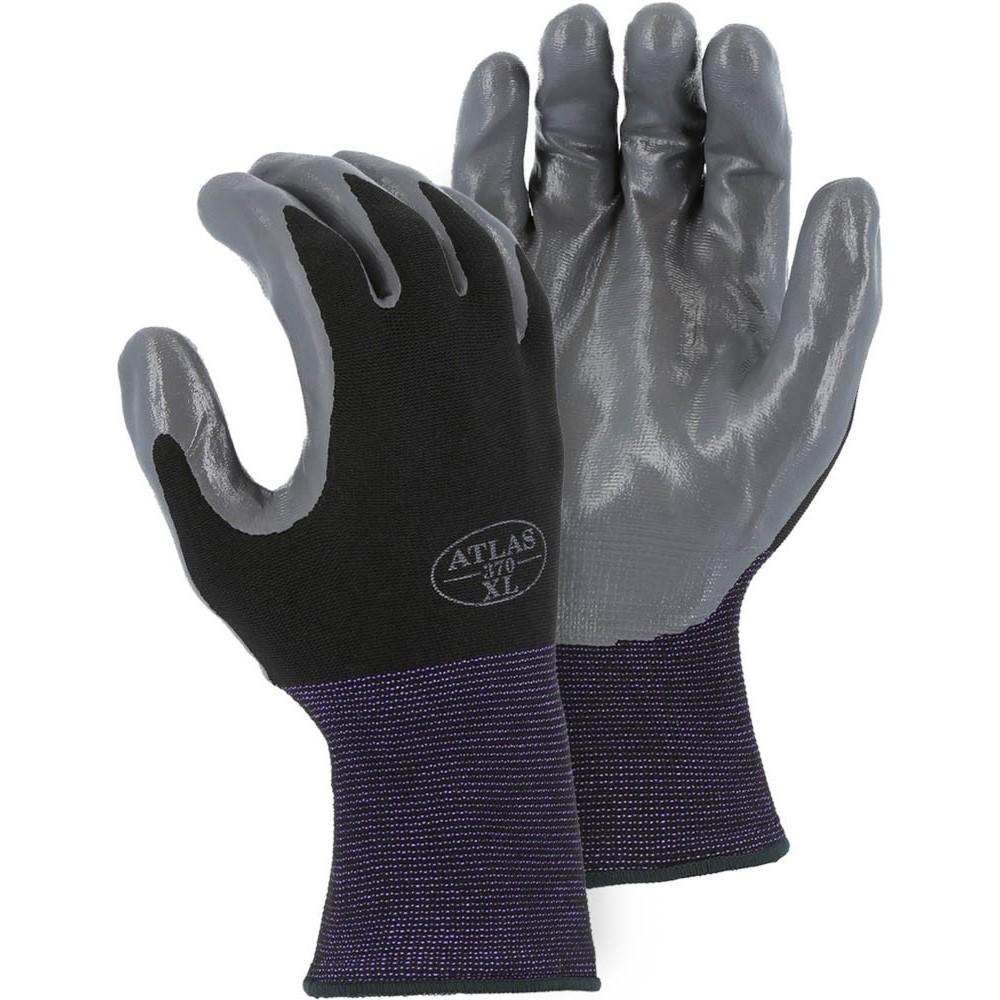 Showa Atlas Gray Nitrile Palm Dip on Black or White Nylon Glove (PK 12 Pairs)