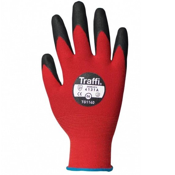 Traffi Foam Nitrile Palm Dip Nylon Glove (PK 10 Pairs)