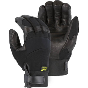 Winter Lined Adjustable Wrist Velcro Mechanics Glove with A-Grade Grain Deerskin Leather Palm (PK 12 Pairs) - Majestic