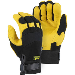 Winter Lined Adjustable Wrist Velcro Mechanics Glove with A-Grade Grain Deerskin Leather Palm (PK 12 Pairs) - Majestic