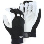 Winter Lined Adjustable Wrist Velcro Mechanics Glove with Premium Grain Goatskin Leather Palm (PK 12 Pairs) - Majestic