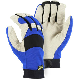 Winter Lined Waterproof Adjustable Wrist Velcro Mechanics Gloves with A-Grade Pigskin Leather Palm (PK 12 Pairs) - Majestic