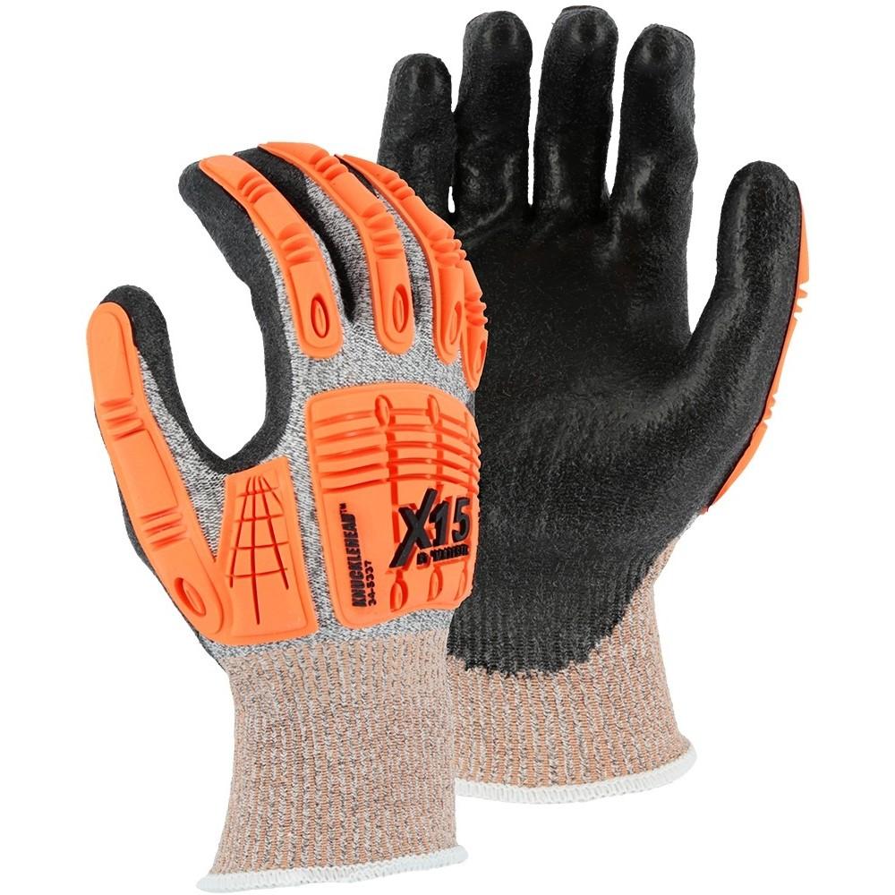 X15 Polyurethane Palm Dip Dyneema Cut Resistant Glove with Impact Protection (PK 12 Pairs) - Majestic